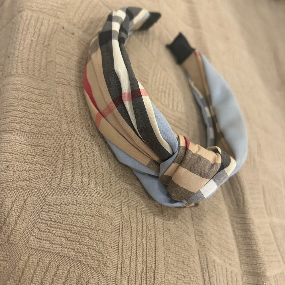 Burberry Multicolor Checkered Headband with Knot